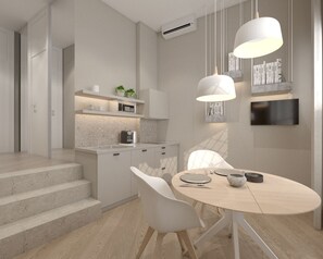 City Apartment, 1 Queen Bed, Non Smoking | Private kitchen | Full-size fridge, microwave, stovetop, espresso maker