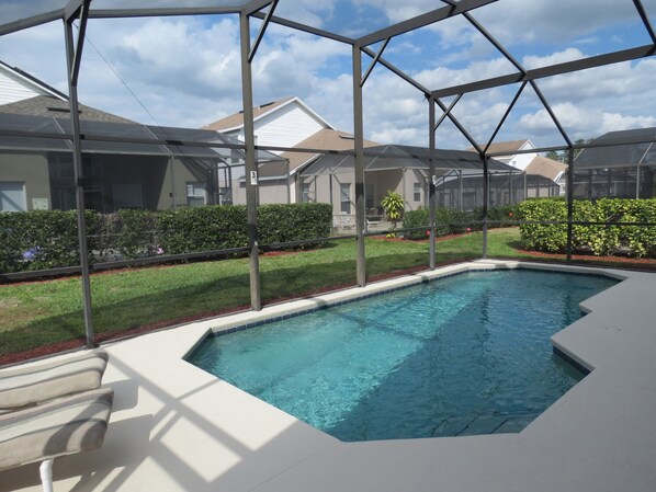 Outdoor pool, sun loungers