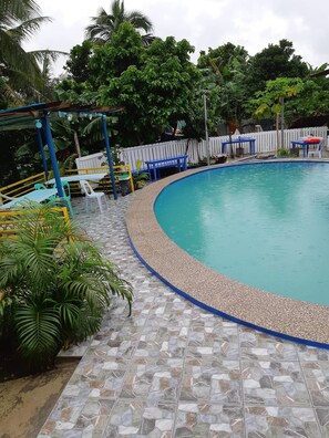 Outdoor pool, pool umbrellas