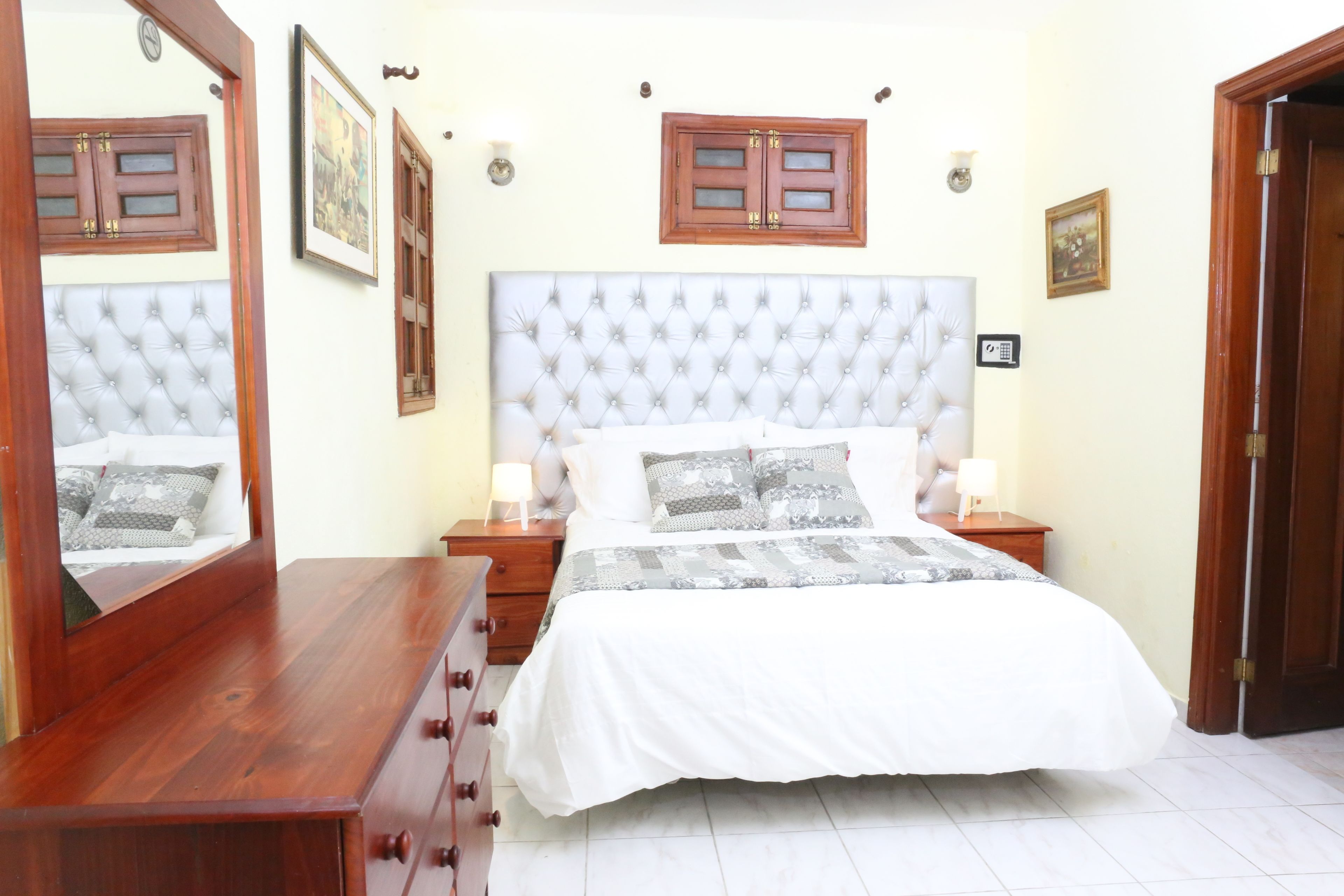 Comfort Double Room | Down comforters, Select Comfort beds, desk, blackout drapes