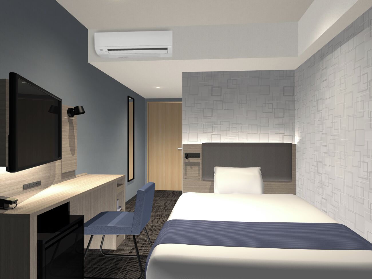 Desk, blackout curtains, free WiFi