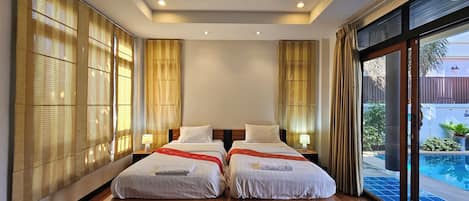 4-Bedroom Pool Villa | 4 bedrooms, individually decorated, blackout curtains, rollaway beds