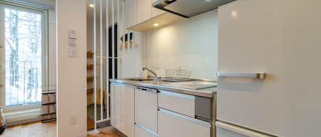 Apartment, 1 Bedroom (for 2 Guests) | Private kitchen | Fridge, microwave, stovetop, coffee/tea maker