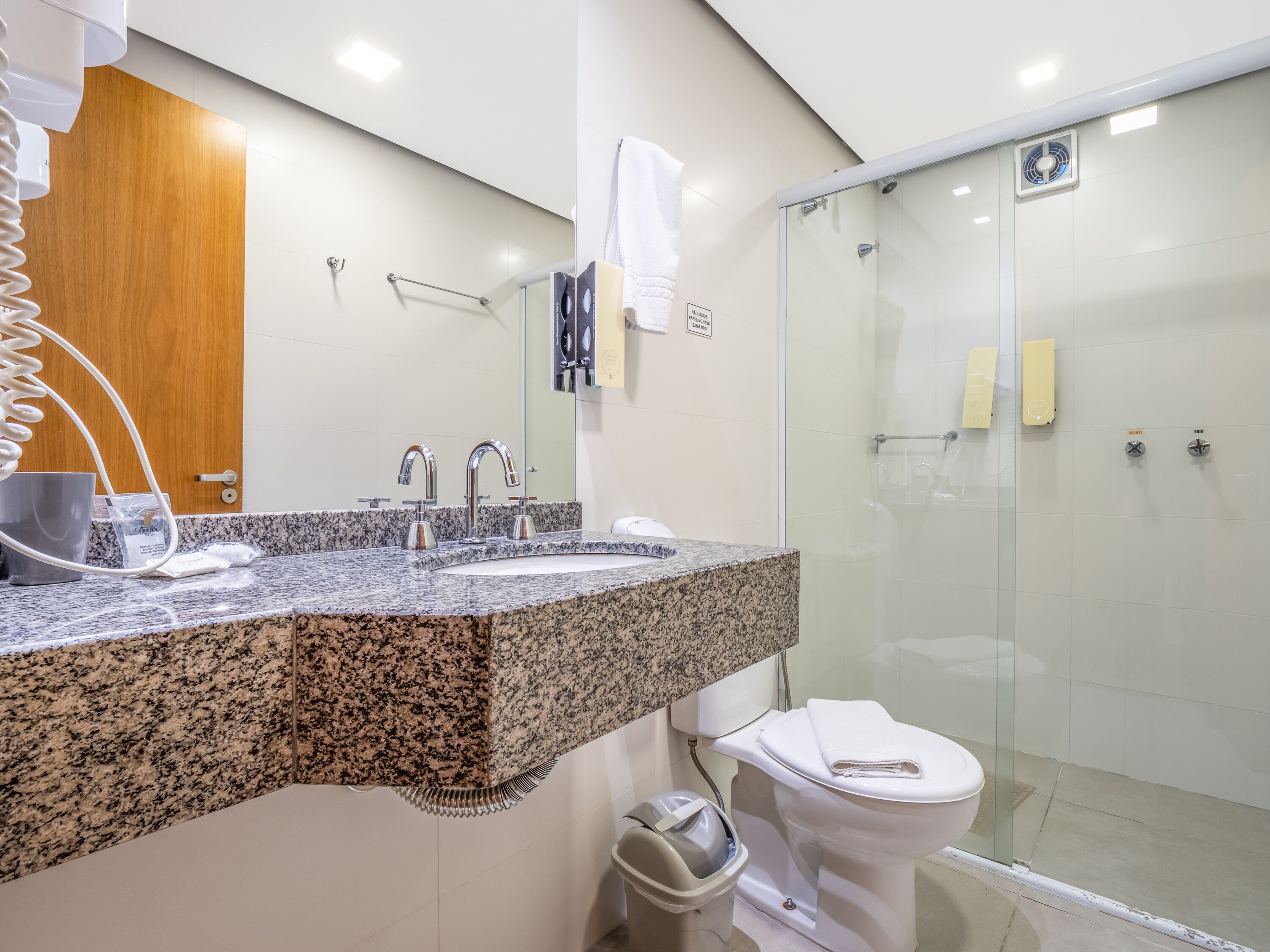 shower, free toiletries, hair dryer, bidet