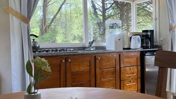 Cocina privada | Frigorífico, microondas, placa de cocina y cafetera o tetera