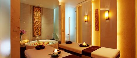 Sauna, hot tub, steam room, mud baths, hot stone massages