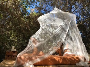 Casa de árbol de diseñador | Cortinas blackout, wifi gratis y ropa de cama