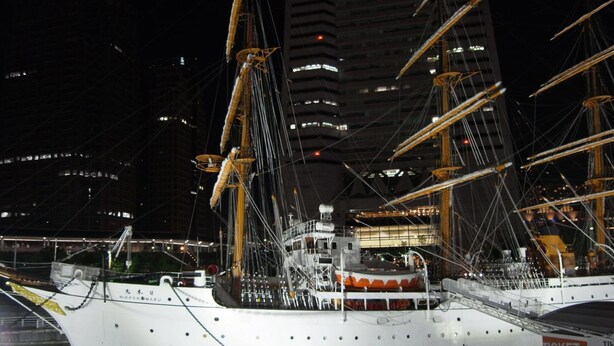 A large white ship docked at a port with a ticket booth nearby. - NUDA by H-Seven - Adults Only (Yokohama)