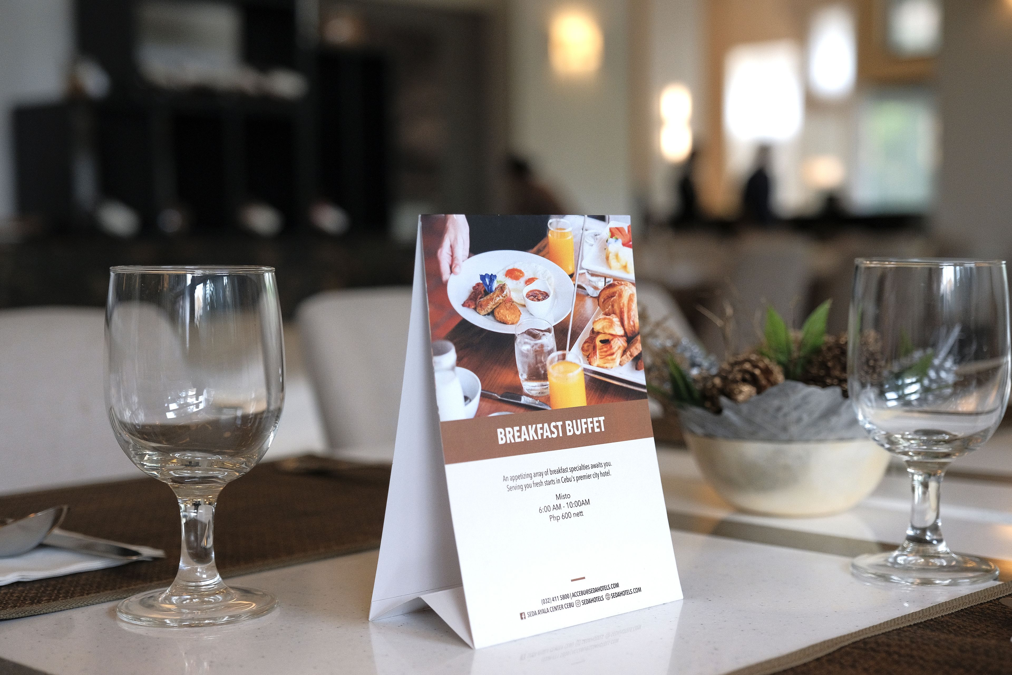 daily buffet breakfast (php 900 per person)