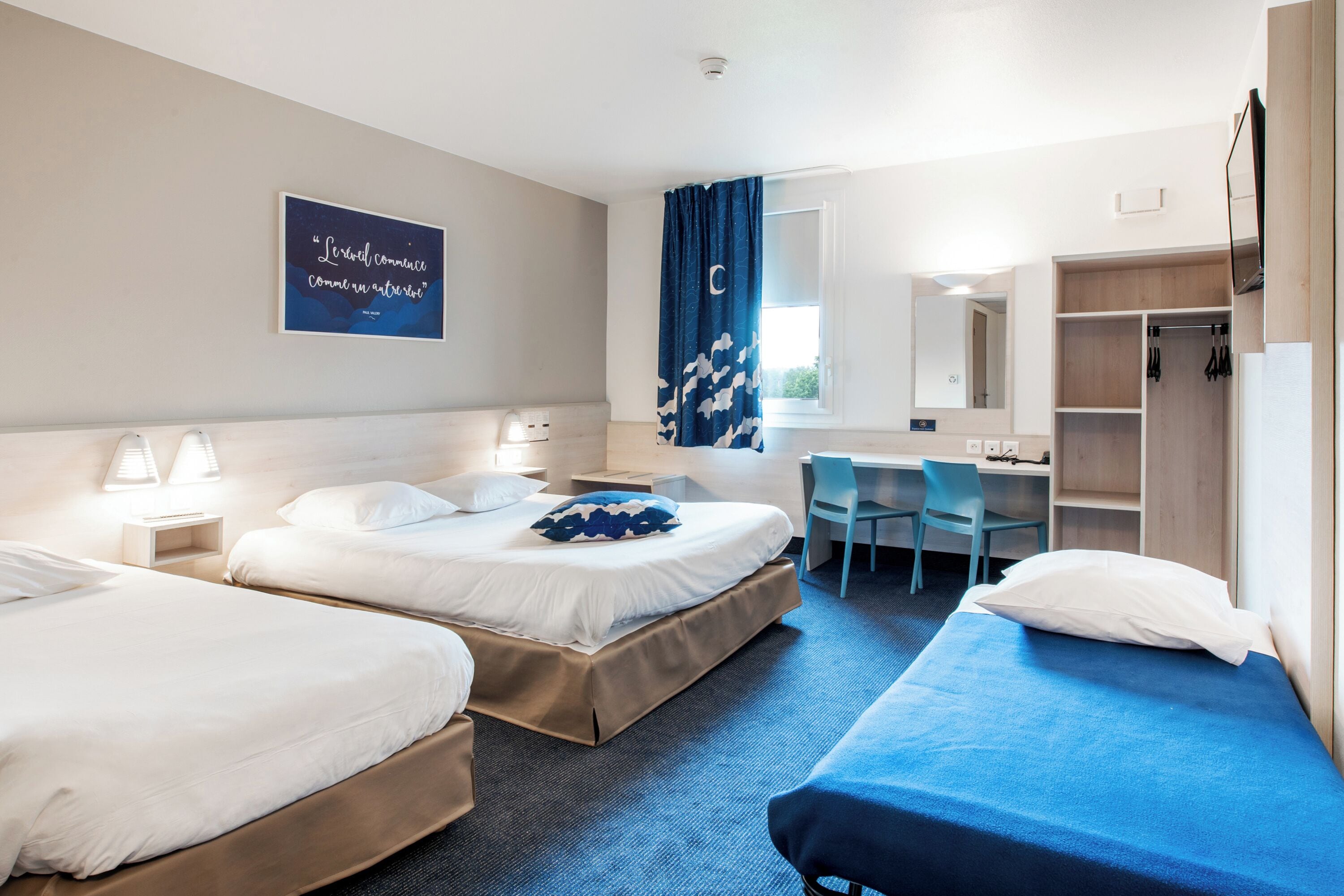 quadruple room | 1 bedroom, premium bedding, desk, blackout curtains