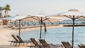 Private beach, sun-loungers, beach umbrellas, beach towels