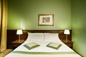 Down comforters, desk, blackout drapes, soundproofing