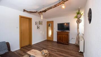 38-inch LCD TV with satellite channels, TV, DVD player