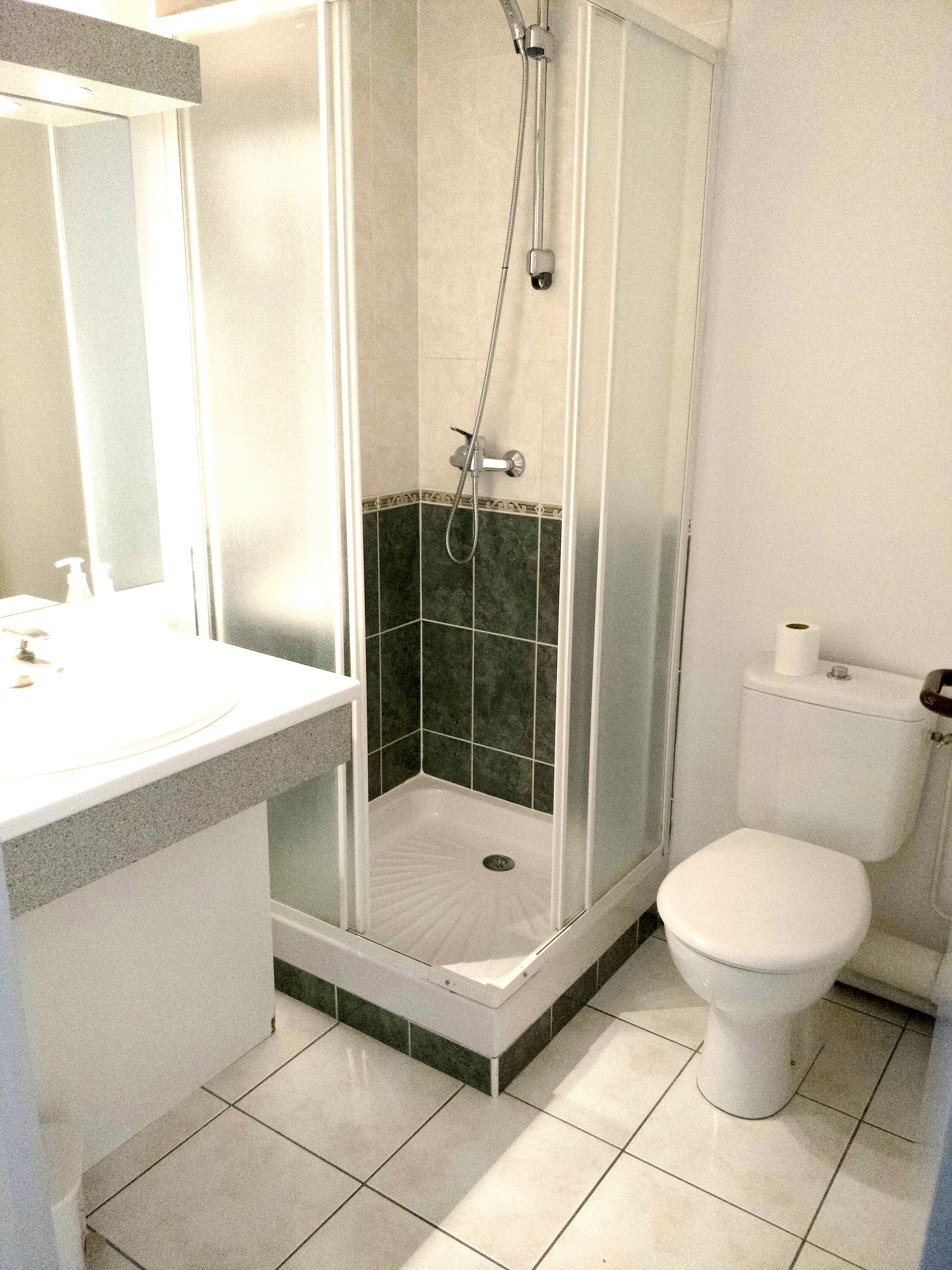 standard twin room | bathroom | shower, free toiletries, hair dryer, towels