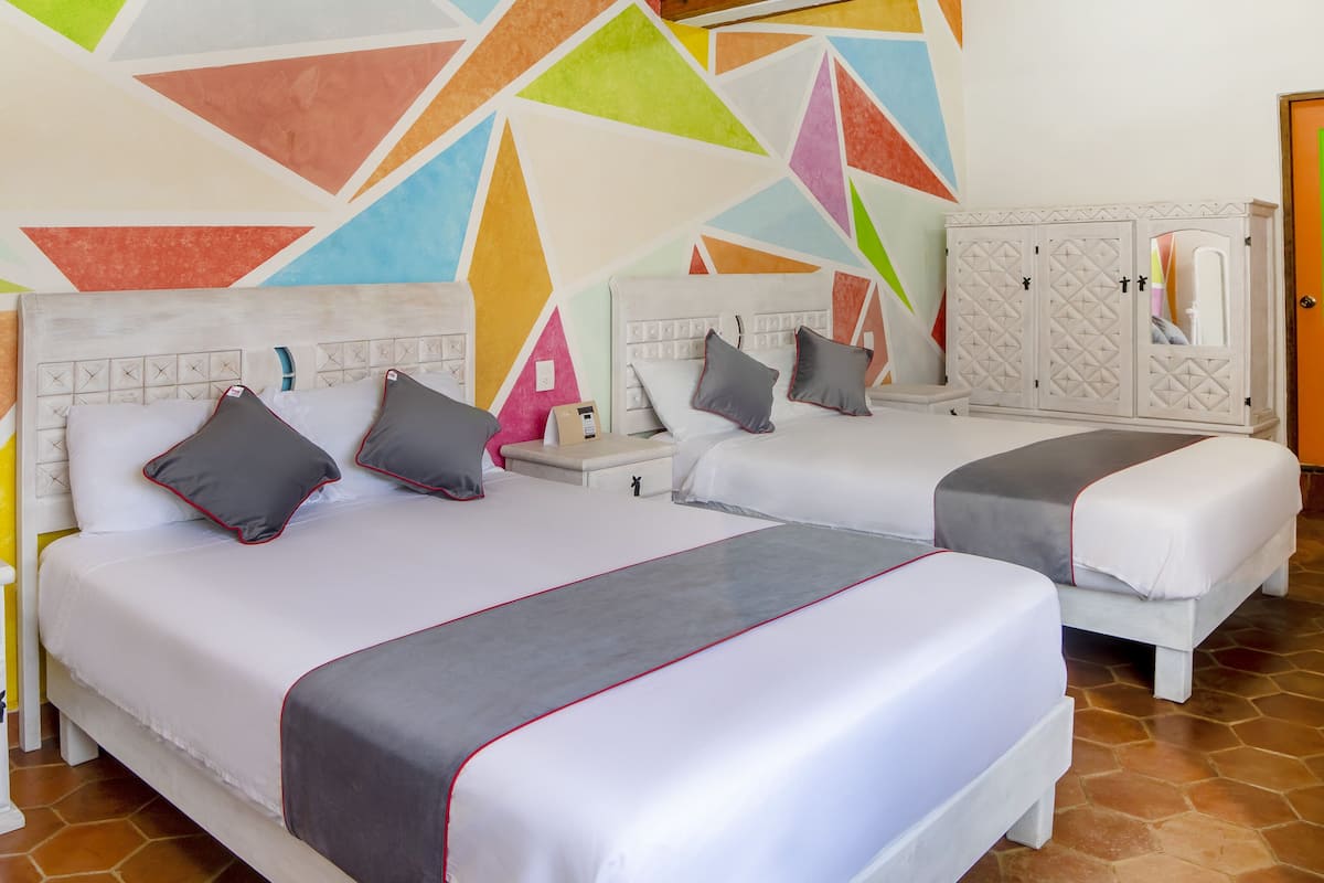 standard room, 2 double beds | 1 bedroom, laptop workspace, iron/ironing board, free wifi