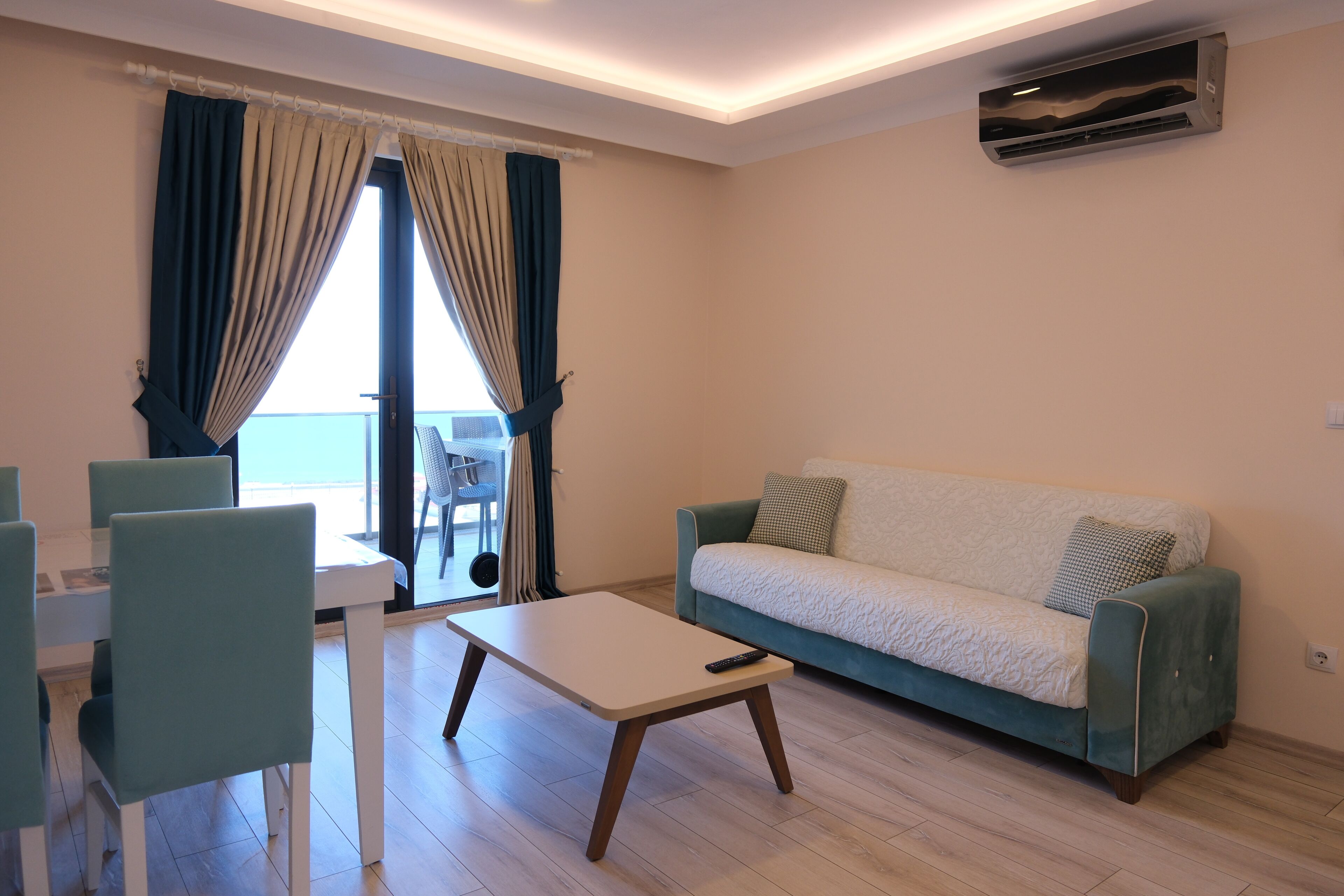 Apartment, 2 Bedrooms, Sea View | Desk, blackout drapes, soundproofing, iron/ironing board