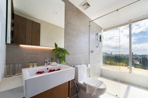 Ducha, cabezal de ducha tipo lluvia, artículos de tocador gratuitos