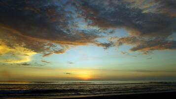 Beach nearby, white sand, beach yoga