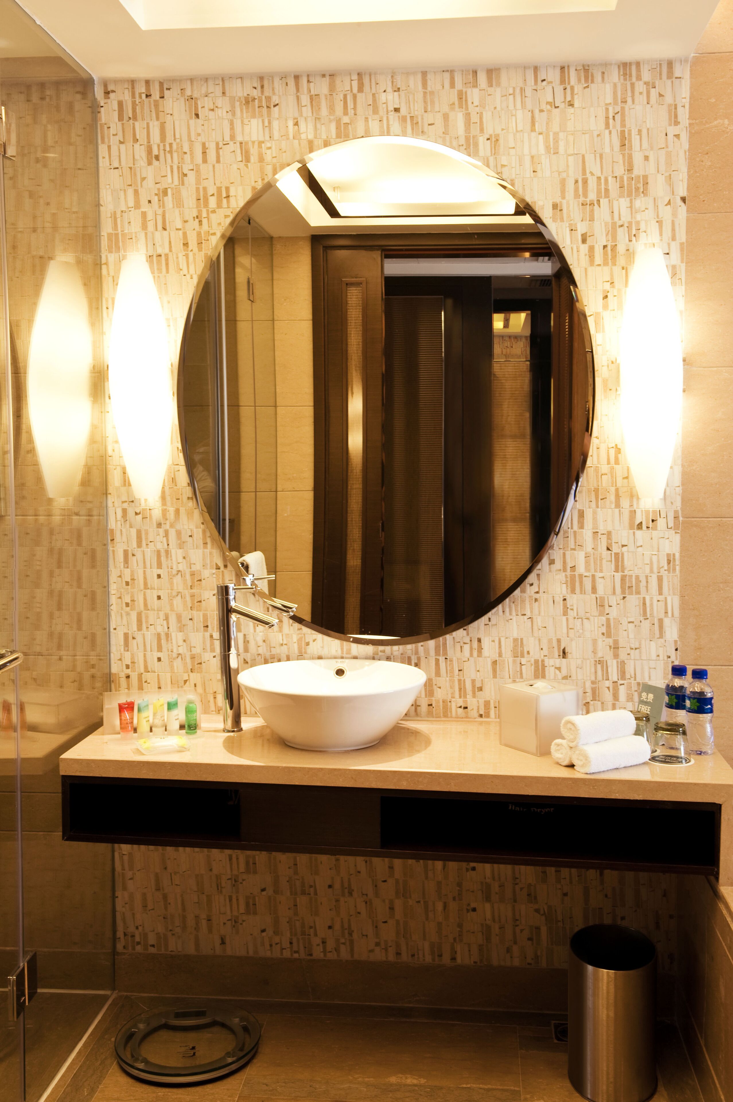 separate bathtub and shower, hair dryer, bathrobes, slippers