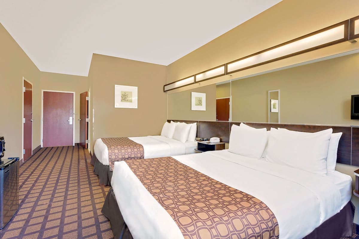 Premium bedding, pillowtop beds, desk, blackout drapes