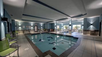 Indoor pool, open 9 AM to 10 PM, sun loungers