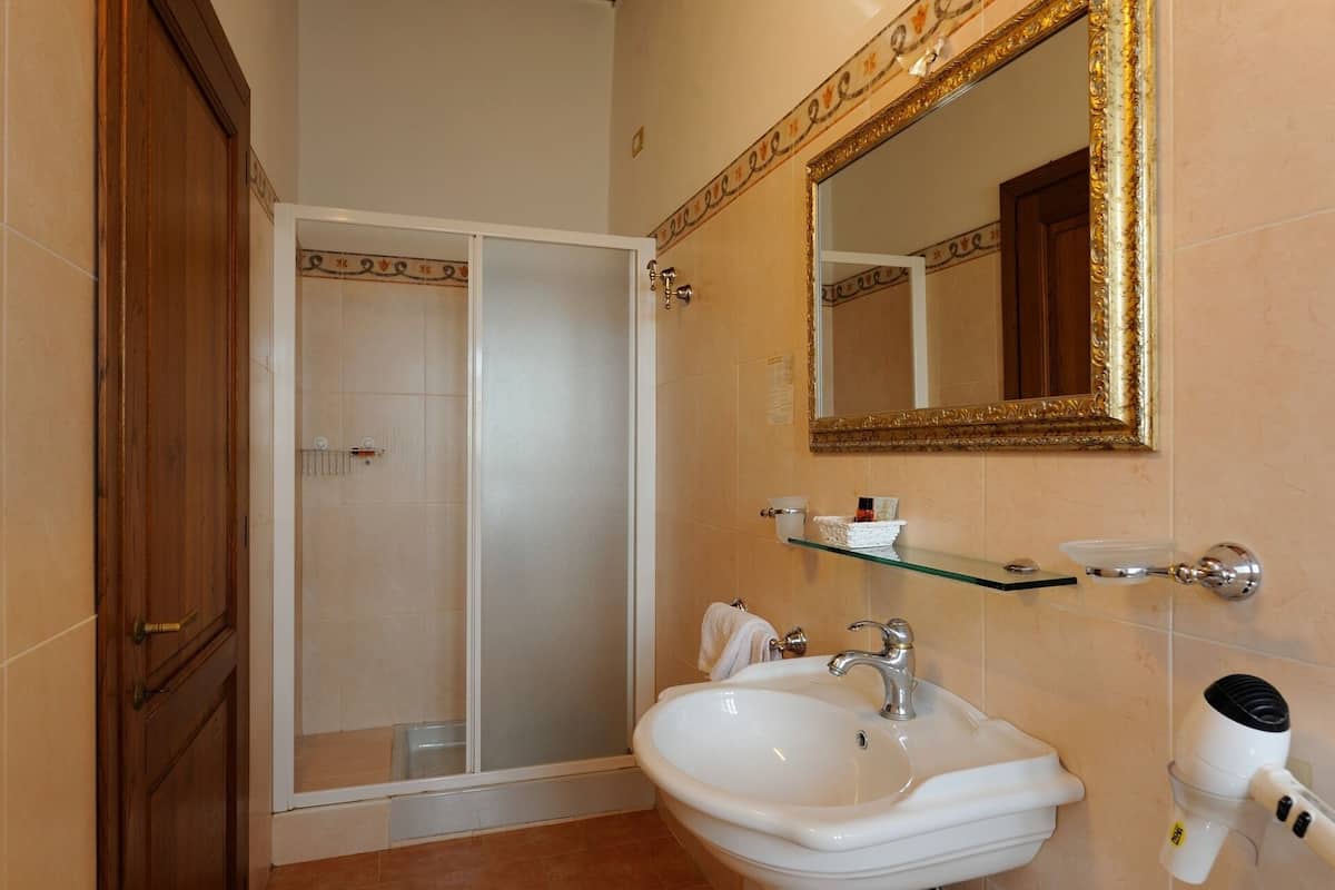 superior double room | bathroom | shower, free toiletries, hair dryer, bidet