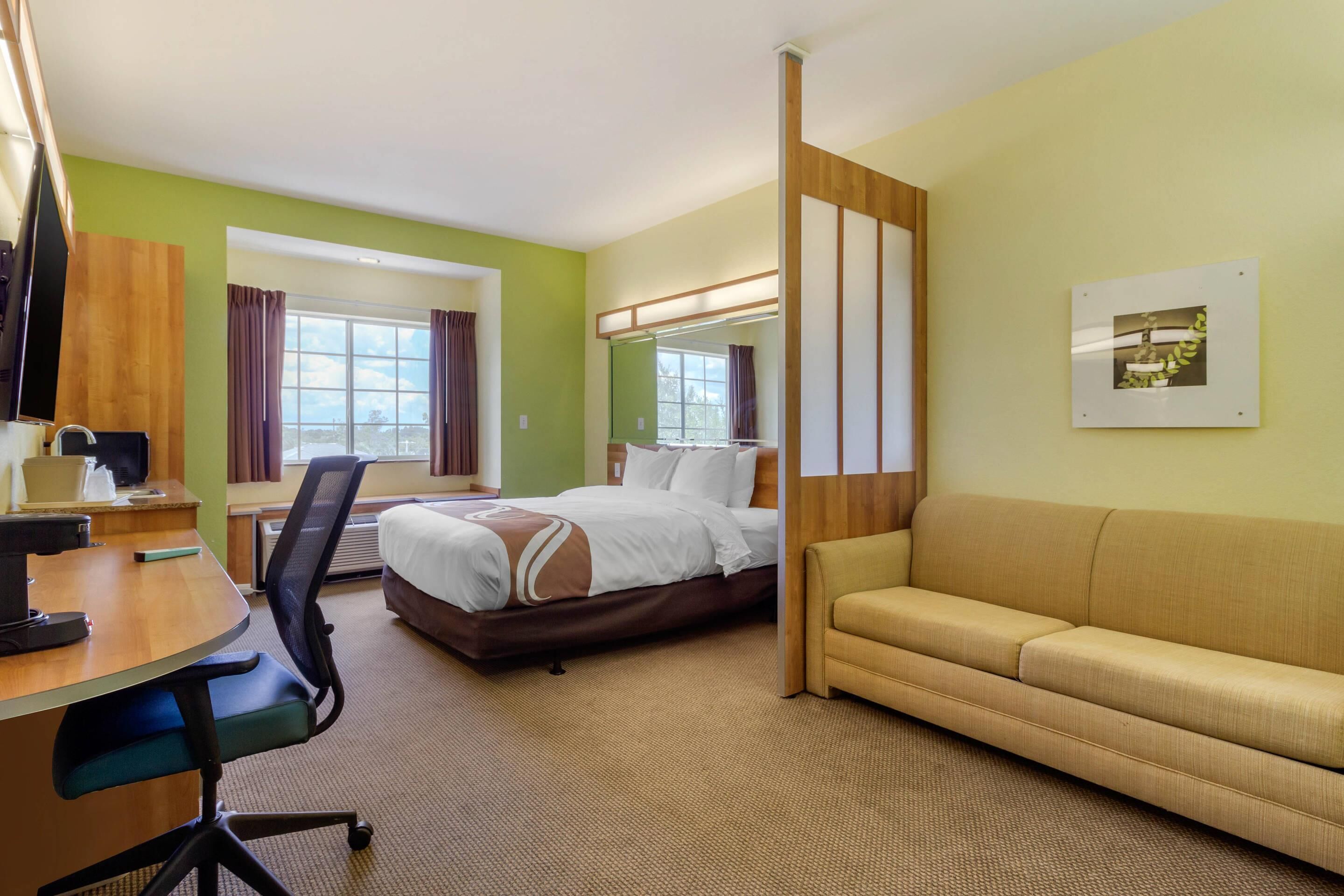 Suite, 1 Queen Bed, Accessible, Non Smoking | Desk, laptop workspace, blackout drapes, iron/ironing board
