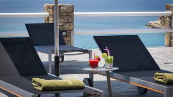 Seasonal outdoor pool, open 11:00 AM to 7:00 PM, pool umbrellas