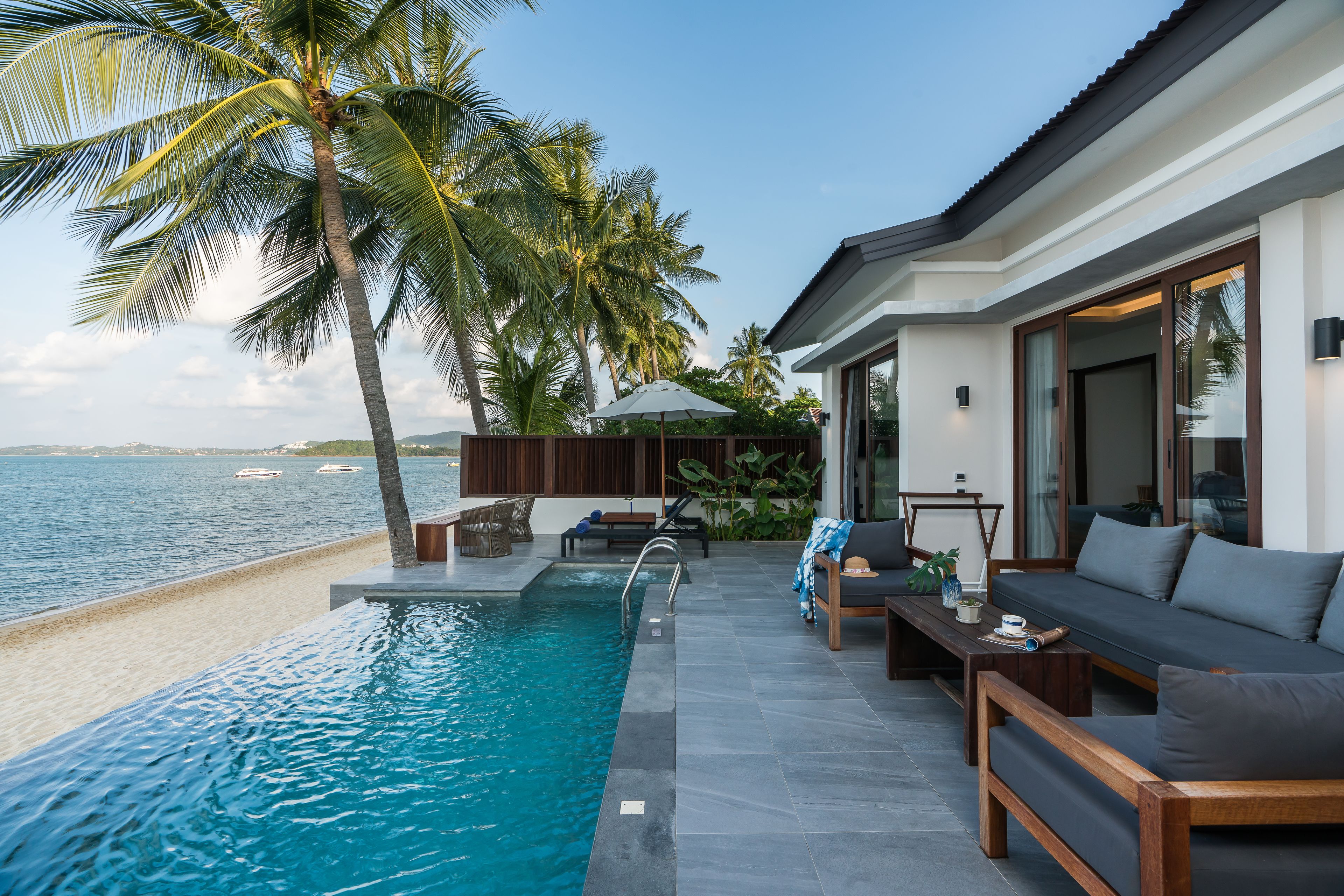 two-bedroom beachfront pool villa | terrace/patio