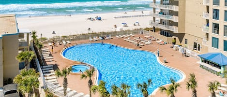 Indoor pool, pool umbrellas