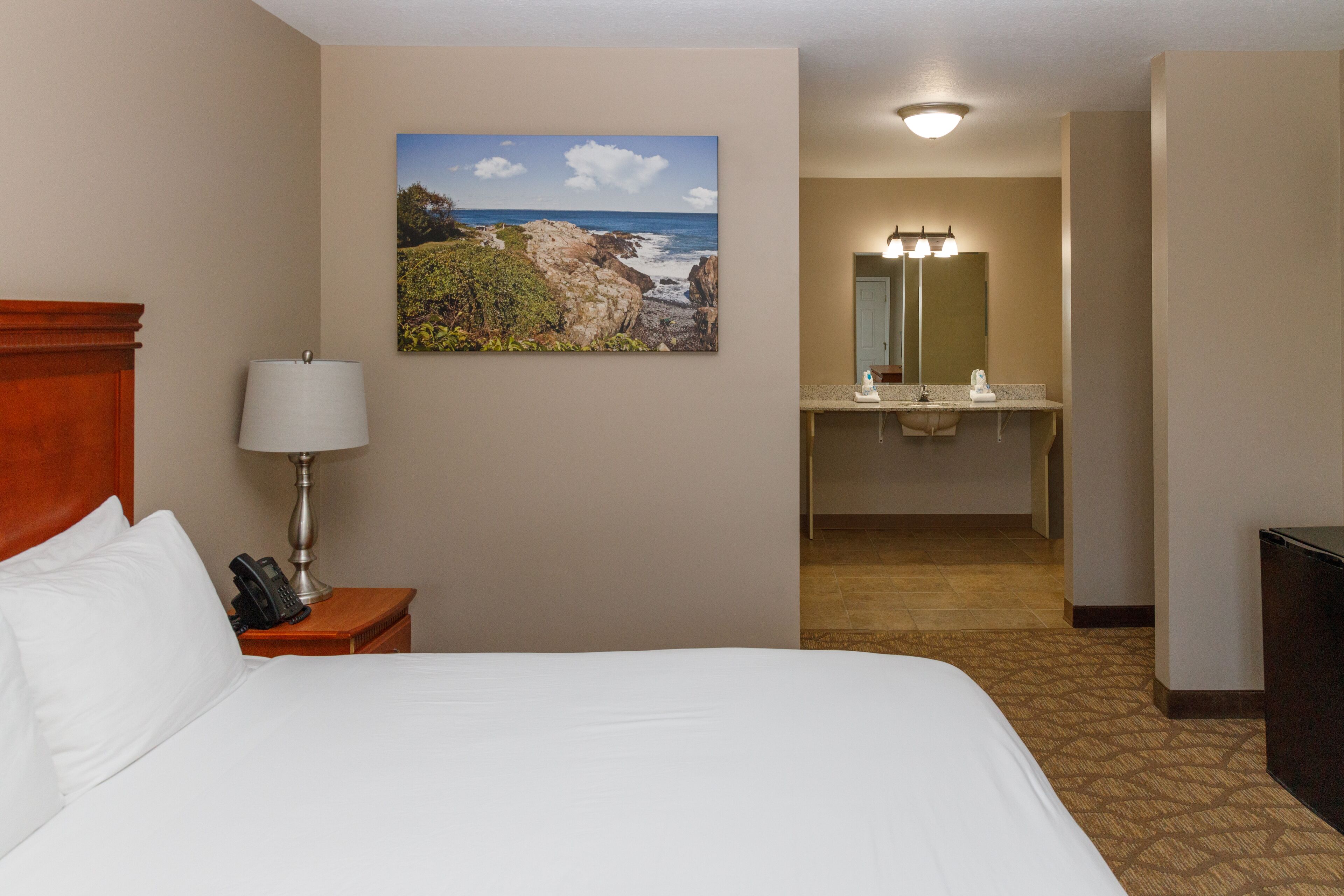 Habitación estándar, 1 cama King size, con acceso para personas discapacitadas, baño privado | Tabla de planchar con plancha, wifi gratis y ropa de cama 