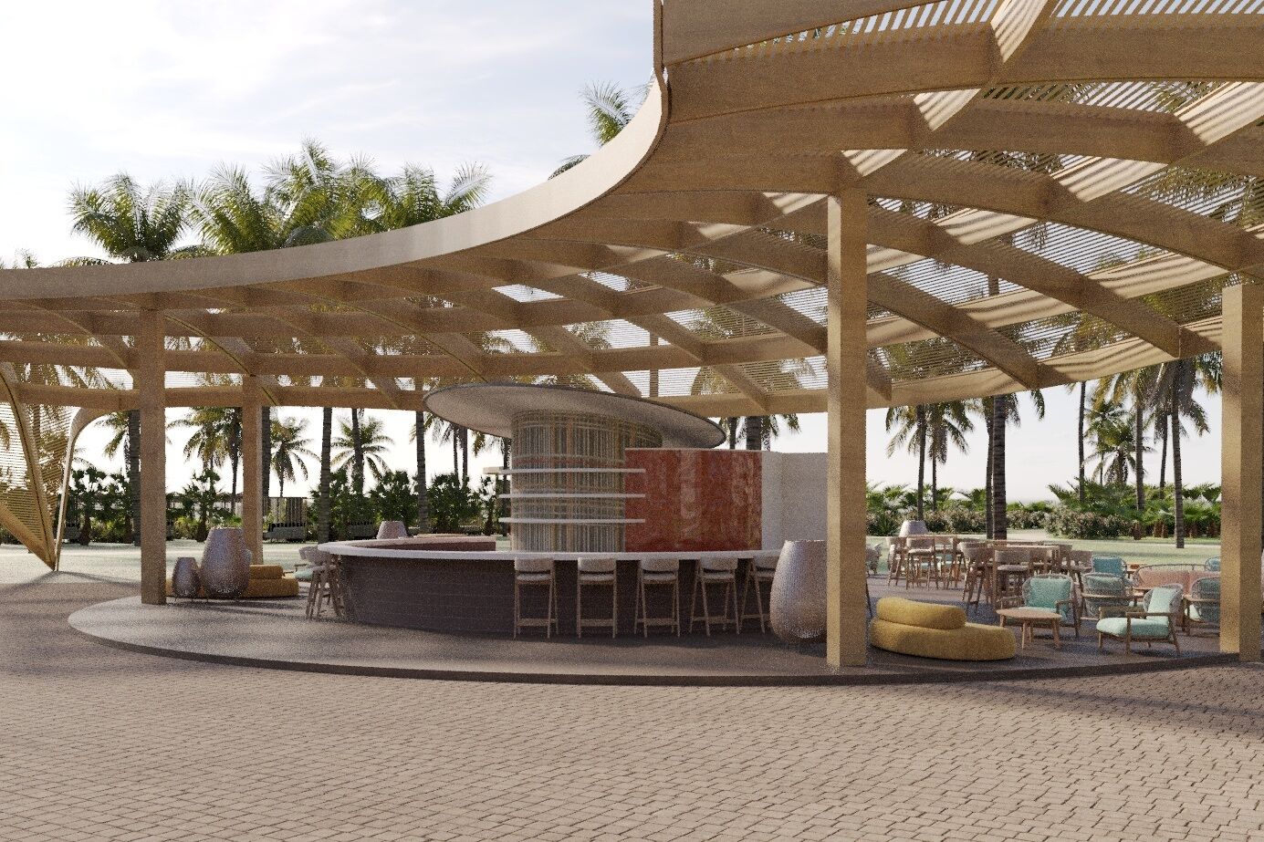 3 bars, bar en bord de piscine, bar de plage