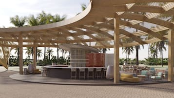 3 bars, bar en bord de piscine, bar de plage