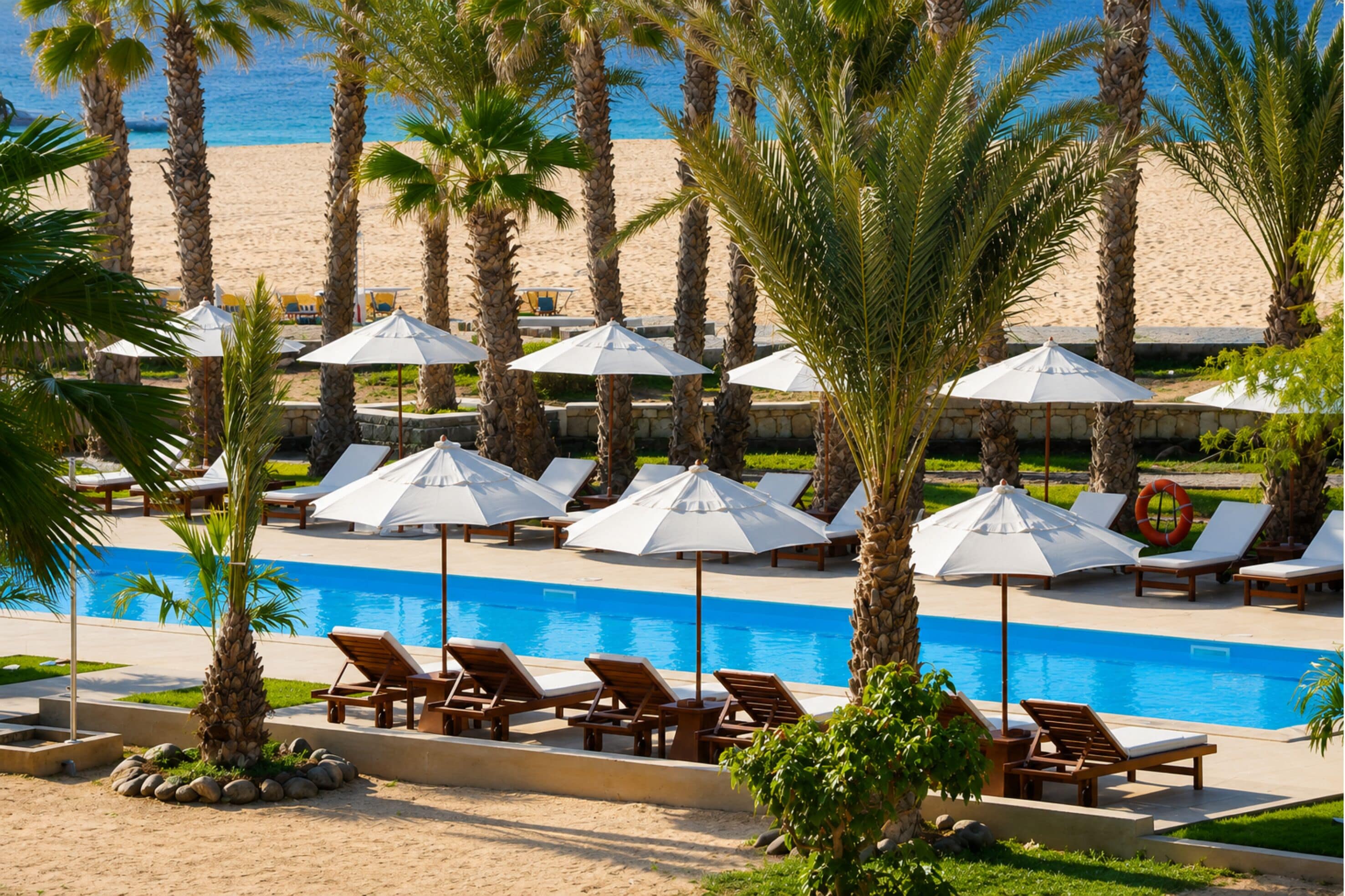 3 outdoor pools, pool umbrellas, sun loungers