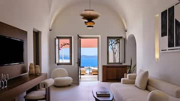 Exceptional Suite with Private Pool | Living area | 32-inch plasma TV with satellite channels, TV, DVD player