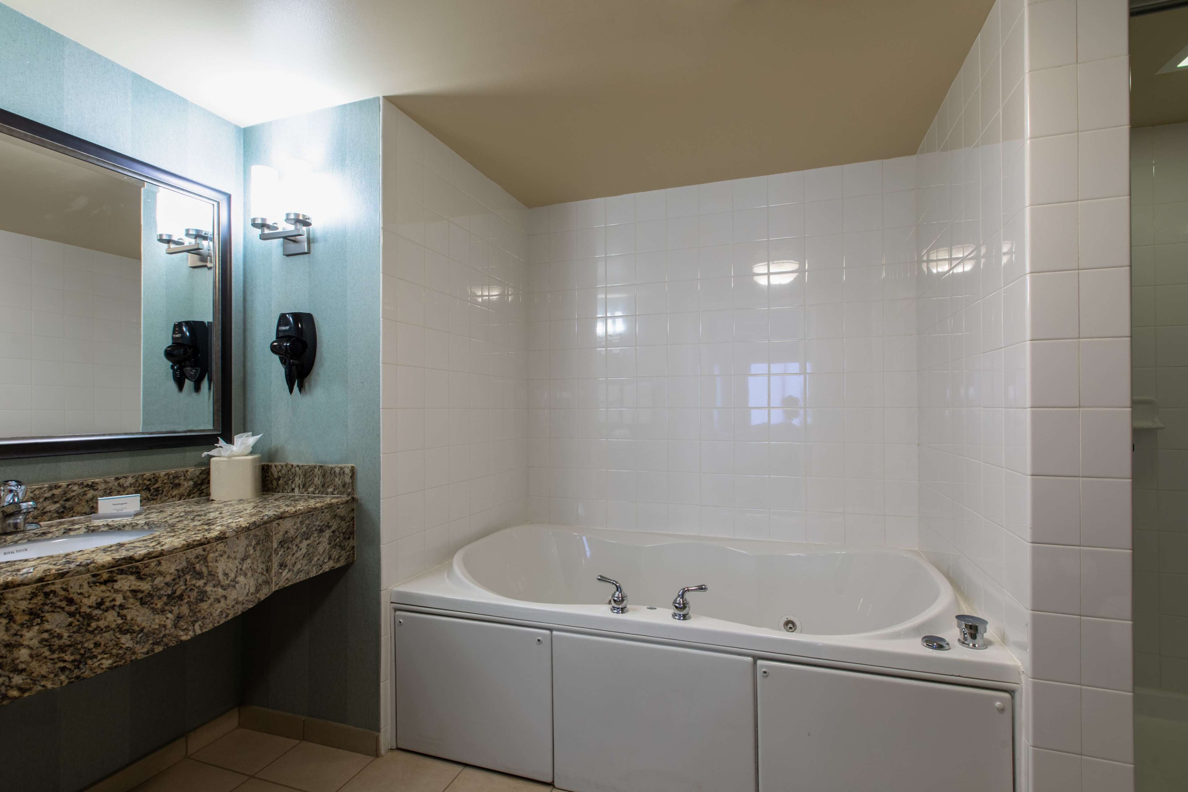 king, executive suite, 1 bedroom, jetted tub | bathroom | combined shower/bathtub, free toiletries, hair dryer, towels
