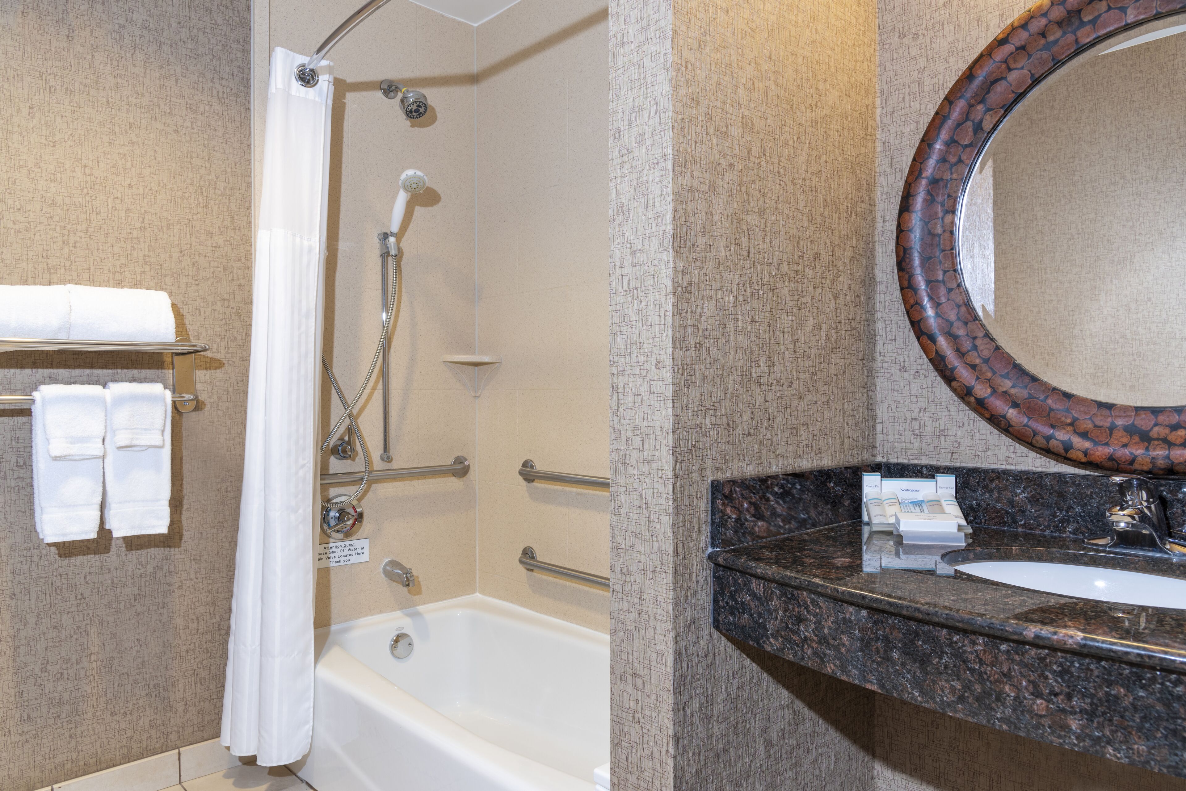 room, 1 king bed, accessible | bathroom | hair dryer, towels