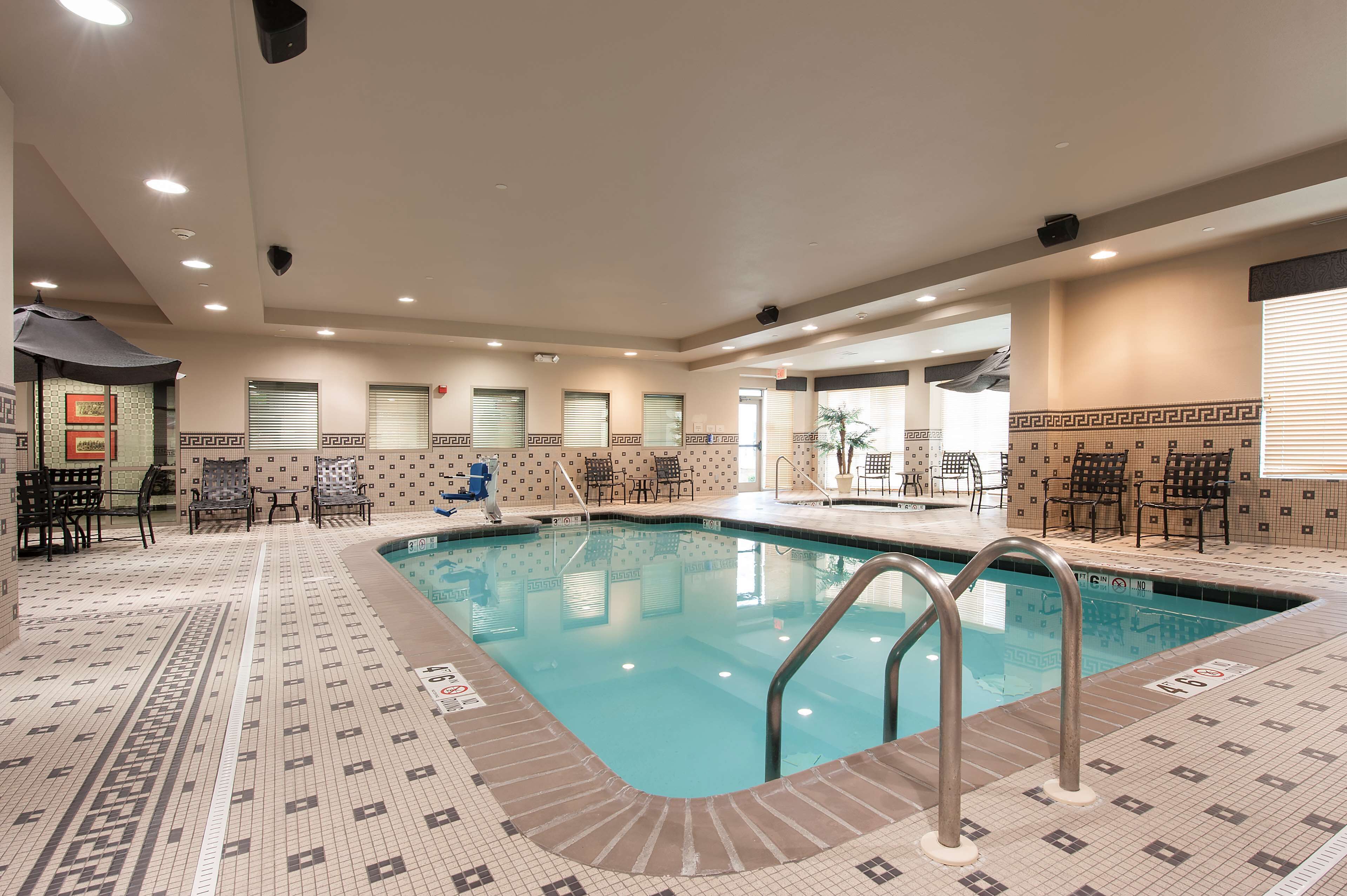 indoor pool, pool loungers