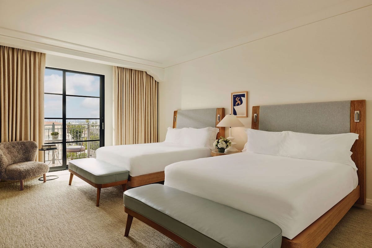 balcony two queen room | 1 bedroom, egyptian cotton sheets, premium bedding, down duvets