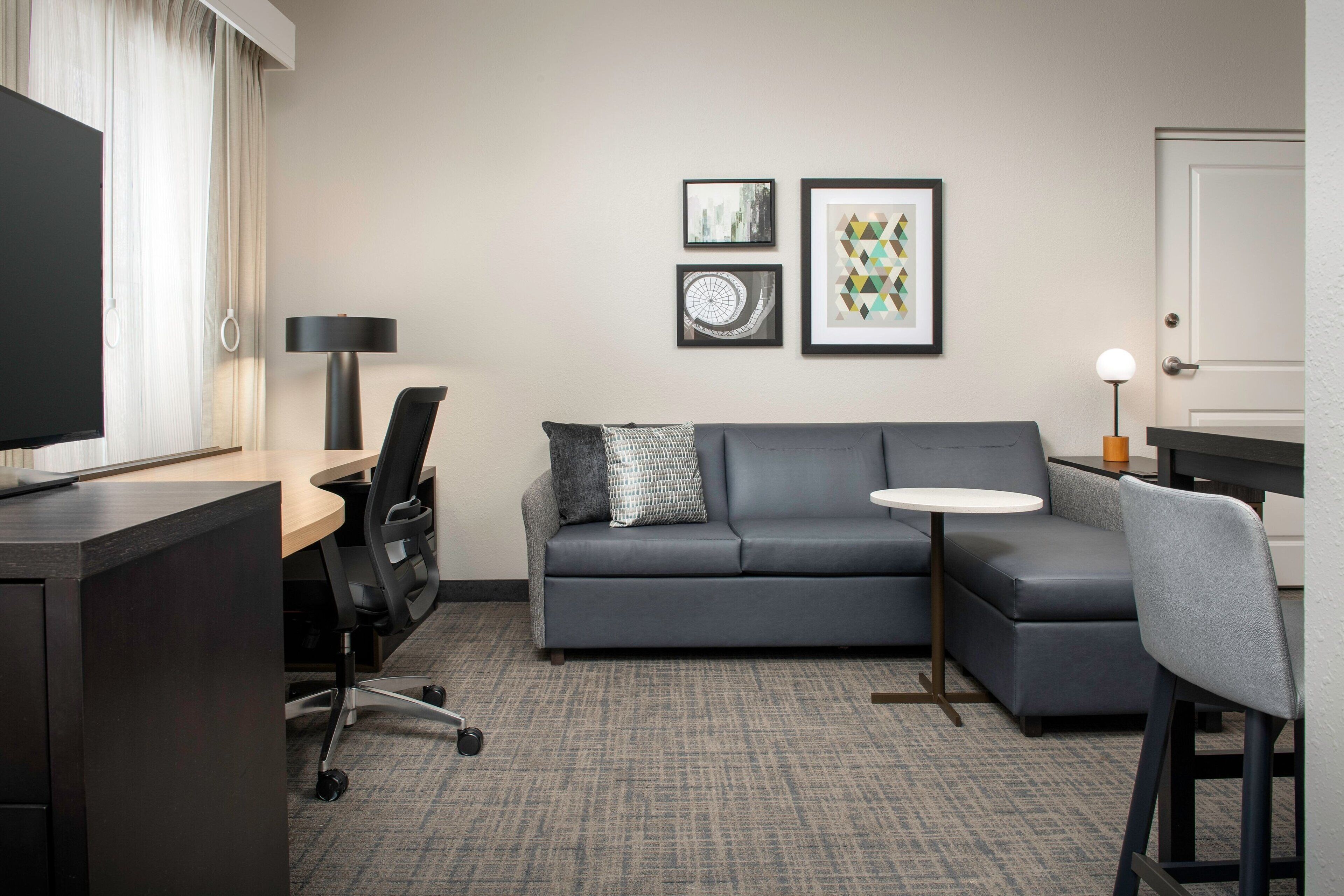 studio, 1 king bed with sofa bed | living area | tv, pay films