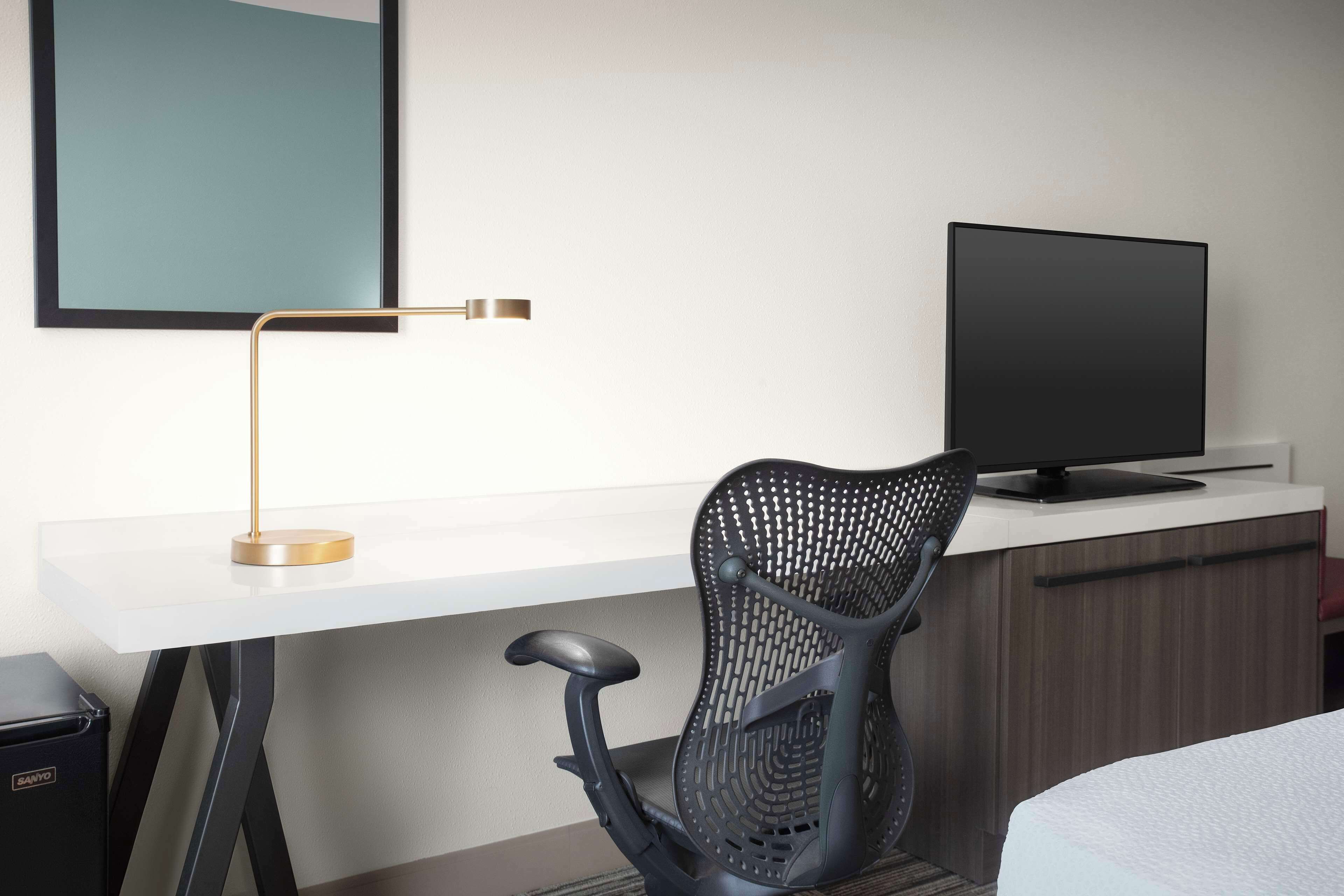 premium bedding, down duvets, desk, laptop workspace