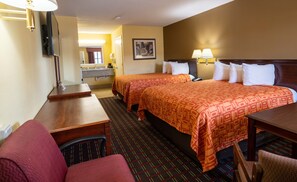Blackout drapes, iron/ironing board, free WiFi, alarm clocks