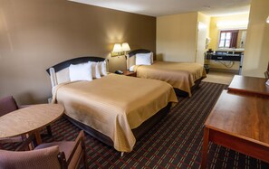 Blackout drapes, iron/ironing board, free WiFi, alarm clocks