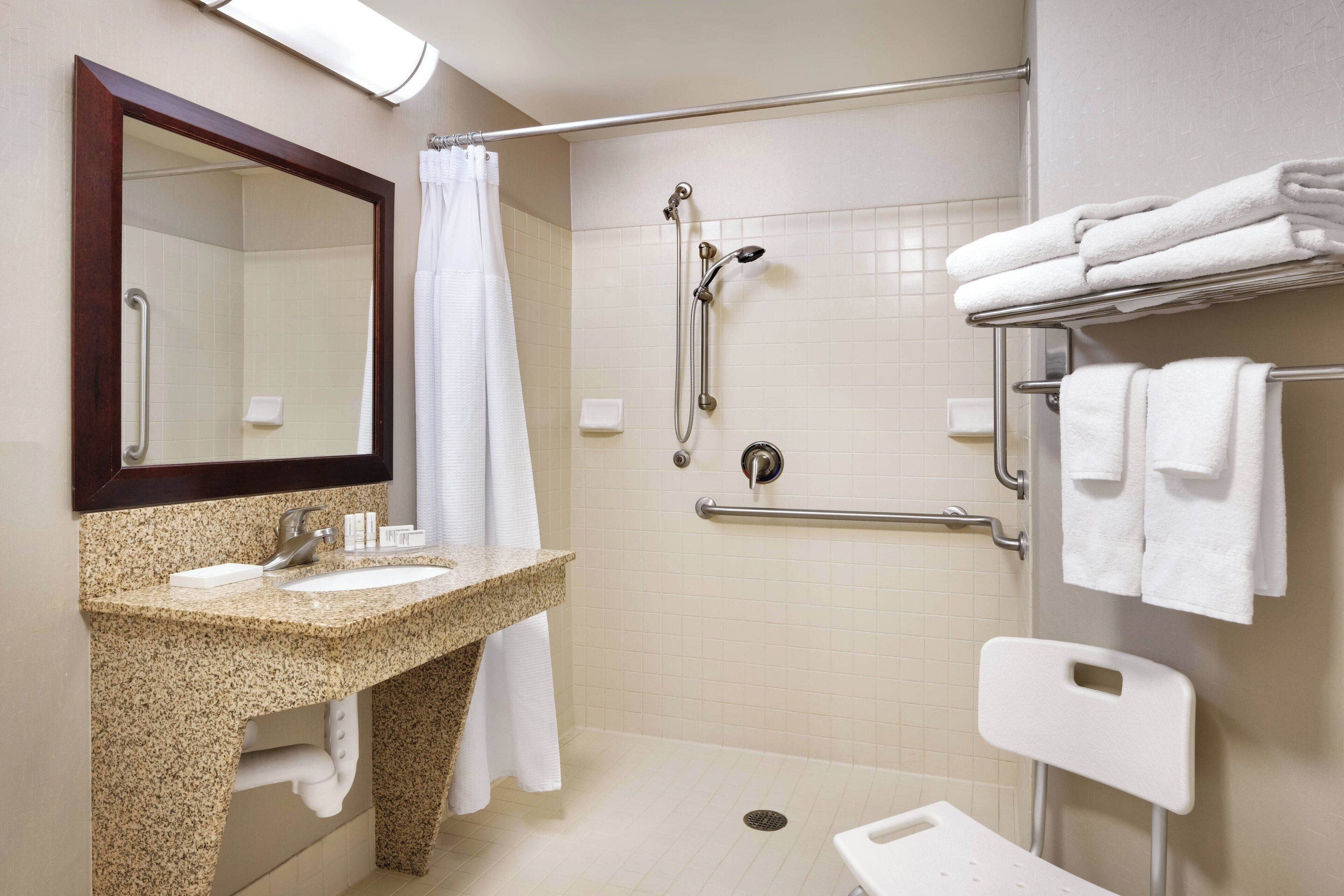 free toiletries, hair dryer, towels