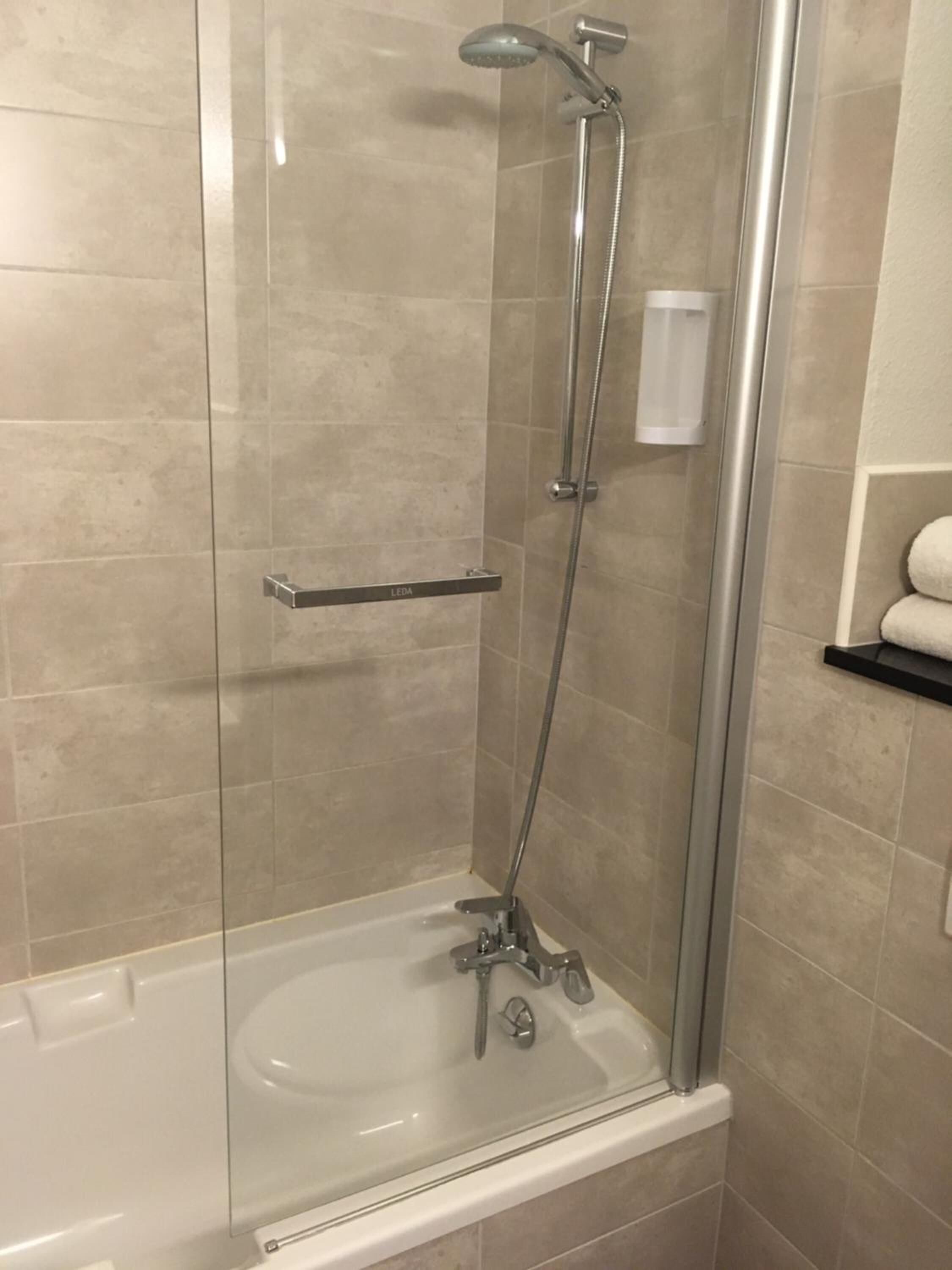 free toiletries, hair dryer, towels