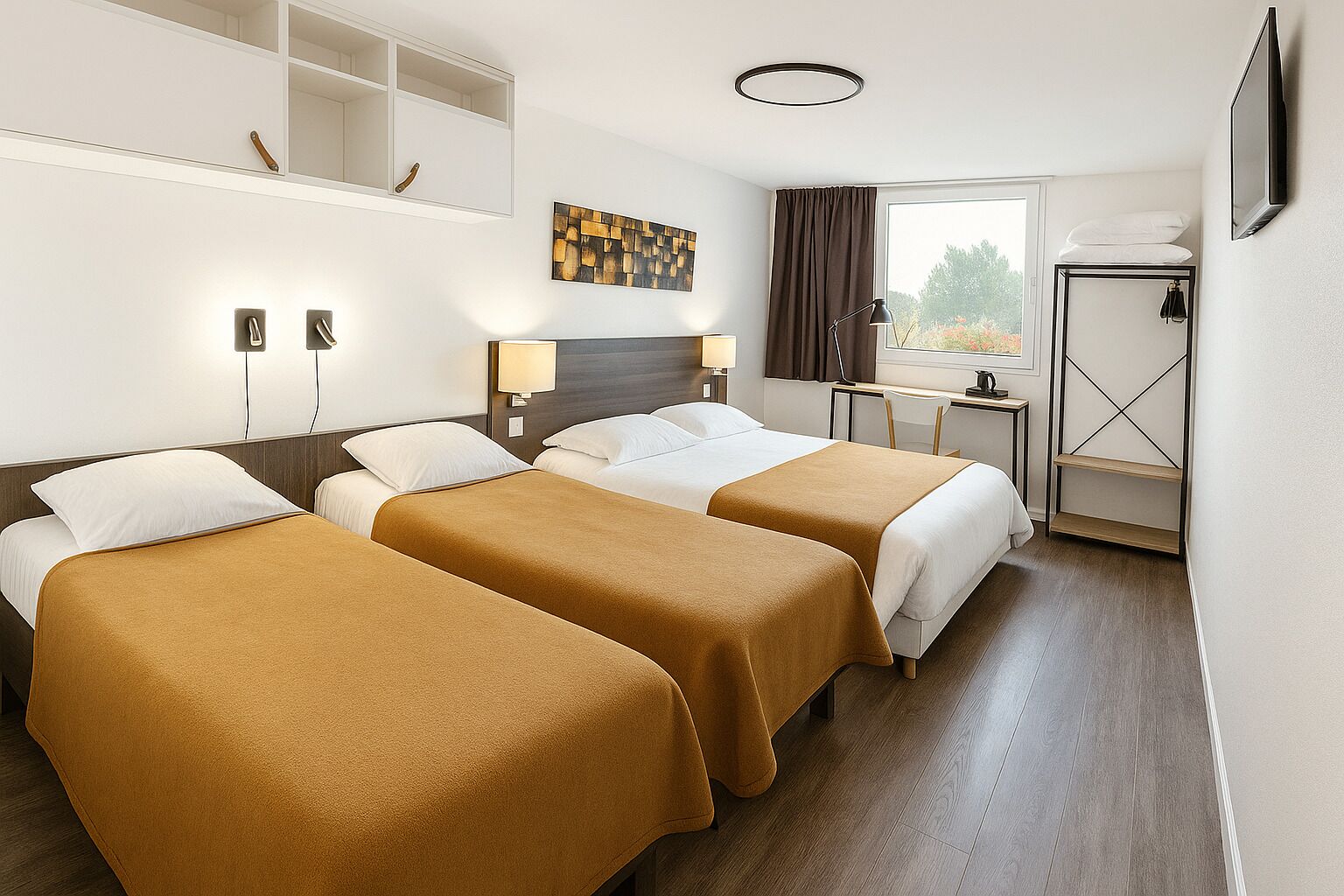 家庭雙人房, 非吸煙房 | 書桌、遮光布/窗簾、熨斗/熨衣板、免費搖籃/嬰兒床