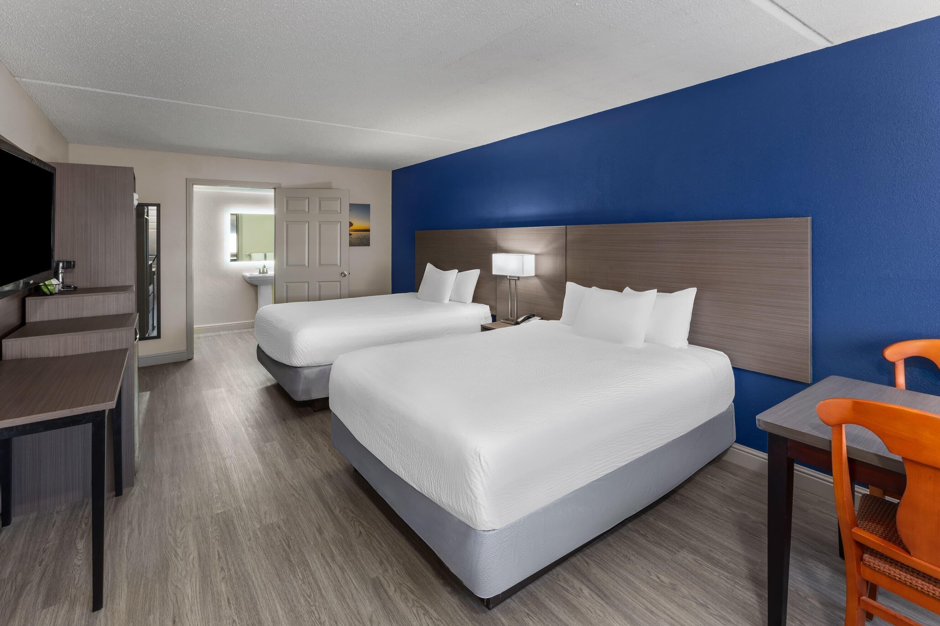 Room, 2 Queen Beds, Accessible, Non Smoking (Mobility/Hearing, Bathtub w/grab bars) | Premium bedding, pillowtop beds, desk, blackout drapes