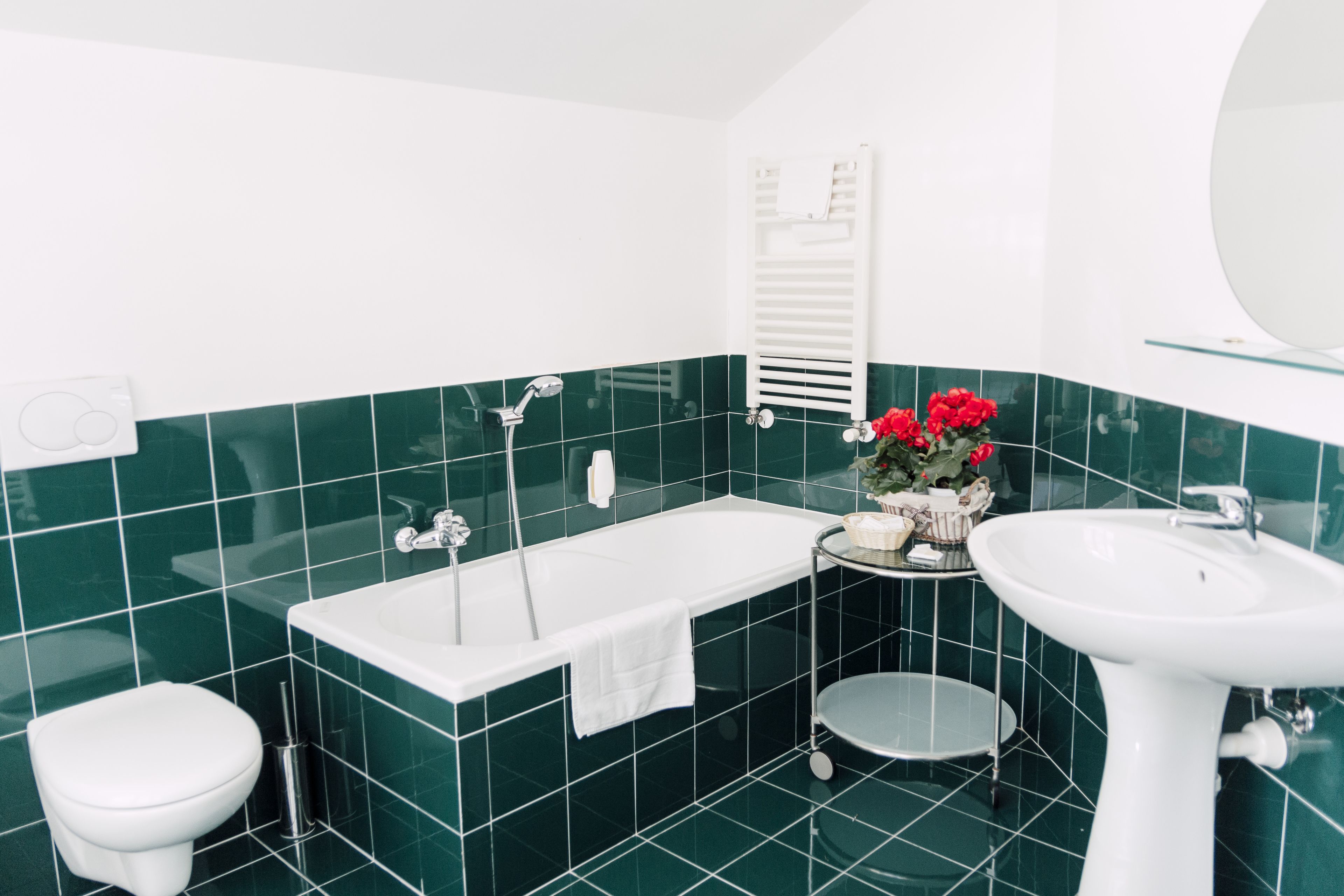 superior double room | bathroom | free toiletries, hair dryer, bidet, towels