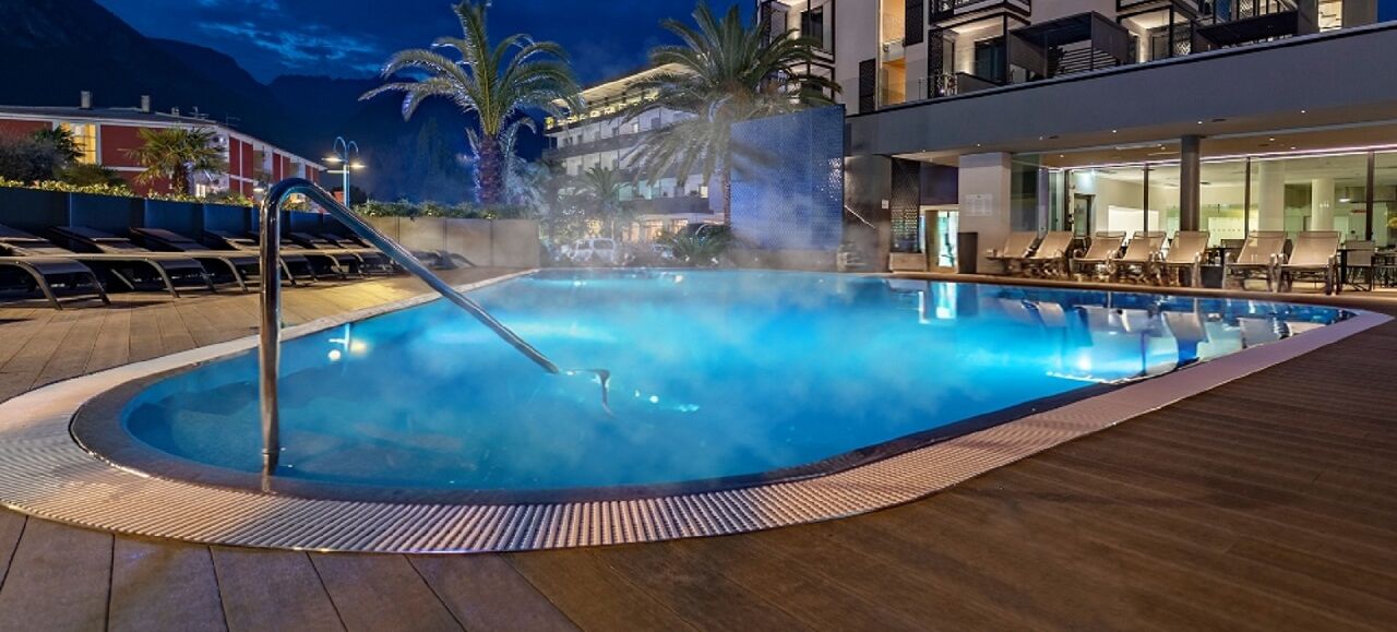 seasonal outdoor pool, a heated pool, pool loungers
