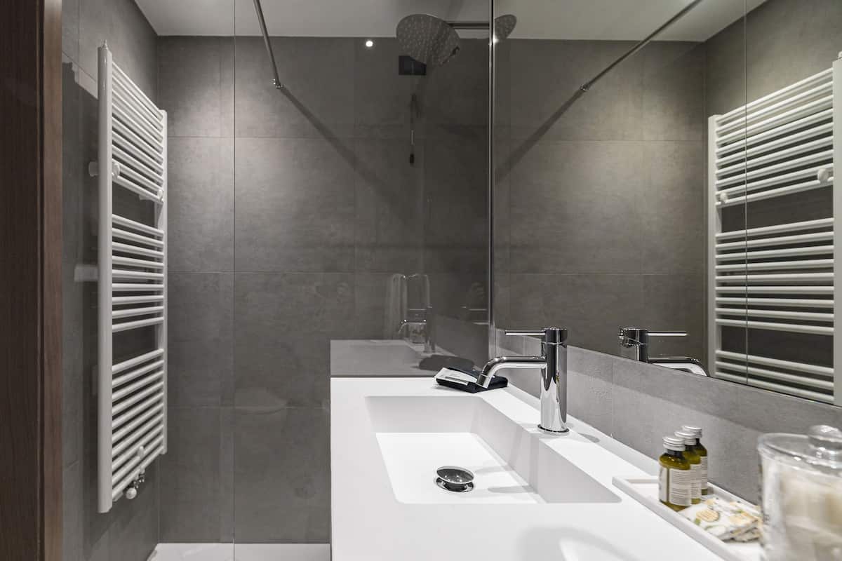 shower, rainfall showerhead, free toiletries, hair dryer